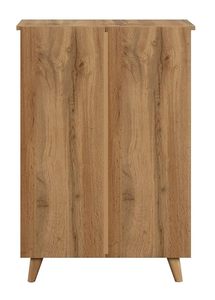 Zapatero de madera de ingeniería de 2 puertas Saleem International (roble Wotan y blanco). Acabado Mate - Product Image 3