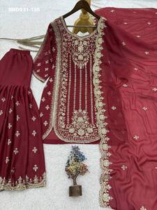 Collection Premium Star Georgette avec broderie, sequins et travail de découpe, ensemble Sharara-Suit entièrement cousu, vente en gros - Product Image 3