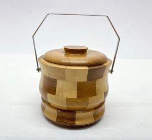 Seau à glace de luxe en bois d'acacia, double paroi isolée, avec couvercle et poignée en métal, vente flash - Product Image 1