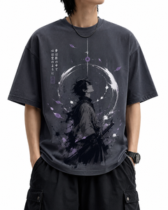 Camiseta con estampado de guerrero de anime, estilo vintage, unisex, de corte holgado - Product Image 4