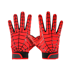 <b>Spider</b>-<b>Man</b> Style Full Finger Non-Slip Outdoor Sports <b>Gloves</b> Red Black Web Pattern Polyester Drawstring Closure Unisex - Product Image 1