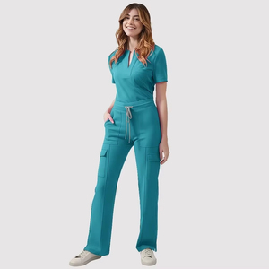 Conjunto de Uniforme Médico para Mujer, Cuello en V, Casual, Blusa y Pantalones, Ropa de Trabajo, Uniforme de Enfermería - Product Image 3