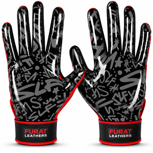 Gants en cuir FURAT à doigts entiers, noir et rouge, imprimés par sublimation, anti-humidité, antidérapants, fermeture auto-agrippante, sport, unisexe, toutes tailles - Product Image 3