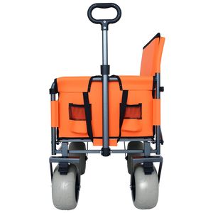 Carrello Pieghevole 3-in-1 Arancione con Capacità di 227 kg, Pneumatici da Spiaggia 9"x4" per Campeggio e Spiaggia, Dotato di Comoda Seduta a Panca - Product Image 5