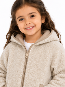 Veste à capuche en polaire Sherpa pour enfants Livster, fermeture éclair intégrale, respirante, manteau d'hiver avec poche avant, peluche douce, 100% polyester - Product Image 4
