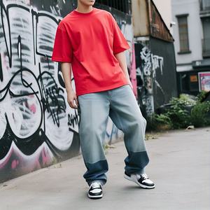 Camiseta 100% algodón personalizada para hombre al por mayor, camiseta informal de peso pesado en blanco, ropa informal holgada de longitud larga para hombre - Product Image 2