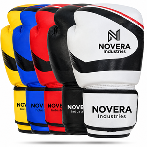 Gants de boxe personnalisés en cuir véritable pour l'entraînement au sparring, Muay Thai, Kickboxing, MMA, entraînement sur sac, fermeture à lacets, imperméables - Product Image 5