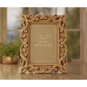 Ornate Rectangular Wooden Photo <b>Frame</b> Tabletop Horizontal Orientation - Product Image 5