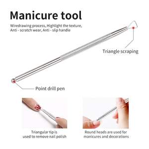 Empujador de Cutículas Doble Punta Plano Desechable, Herramienta de Manicura para Remover Esmalte de Uñas, Raspador de Cutículas de Acero Inoxidable - Product Image 2
