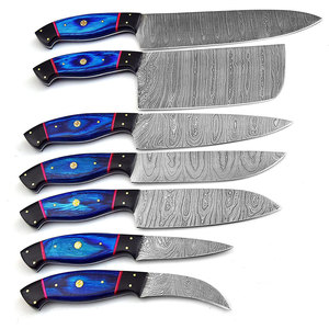 Professional Damascus Steel <b>Kitchen</b> Knife Set With Comfortable Handle Design For Home Cooking And Restaurant Preparation - Product Image 1