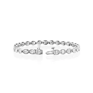 สร้อยข้อมือเพชรทรงรี East West Oval Lab Grown Diamond ประดับเพชรทรงรีแบบ IGI Certified Oval Bezel Set เงินแท้ 925 เครื่องประดับหรูหรา ระยิบระยับเหนือกาลเวลา - Product Image 4