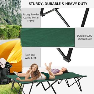 2-Person Portable Folding Camp Cot for Adults 50-Inch Green Elevated Camping <b>Bed</b> with Carry <b>Bag</b> for Outdoor Use - Product Image 3