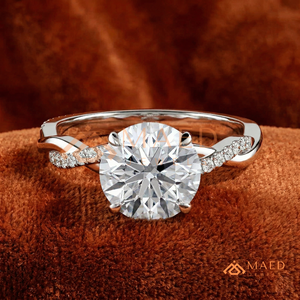 925 Sterling <b>Silver</b> Round Cut Moissanite/Diamond Engagement <b>Ring</b> for Women, Twisted Pave Diamond Band <b>Solitaire</b> <b>Ring</b> - Product Image 1
