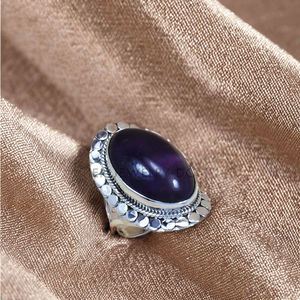 Bague en argent avec améthyste violette naturelle, argent sterling 925, bagues faites à la main, prix de gros, bijoux en argent - Product Image 1