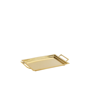 Bandeja de Servicio Rectangular de Metal Martillado Dorado Hecha a Mano de Alta Calidad al por Mayor con Asas de Latón para Uso en el Hogar, Restaurantes y Hoteles - Product Image 2