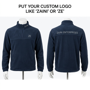 Premium 240gsm Polar Fleece Quarter Zip <b>Puller</b> Jacket Breathable Waterproof Reflective Soft Warm Embossed Logo Navy Color - Product Image 1