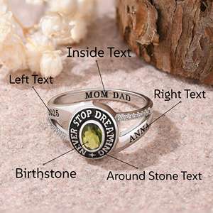 Bague d'École BOJ 071 Personnalisée sur Mesure pour Diplômé Universitaire, Bague de Fin d'Études Secondaires ou Universitaires pour Femme avec Pierre de Naissance en Argent 925 – Nouveauté Tendance - Product Image 4