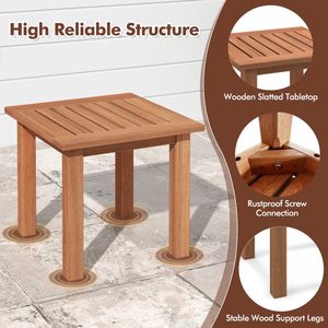 Patio Furniture Hardwood <b>Square</b> <b>Side</b> <b>Table</b> with Slatted Tabletop - Product Image 6