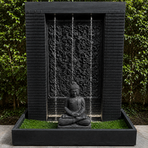 Fontaine Bouddha en pierre faite à la main, extérieure, LED, résistante aux intempéries, décoration de jardin Art Déco, taille personnalisée - Product Image 3