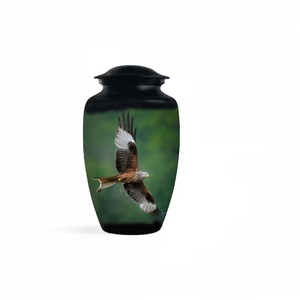 Black Aluminum Cremation Urn Bird Memorial <b>Ashes</b> Vessel Customizable American Style Burial <b>Keepsake</b> - Product Image 3