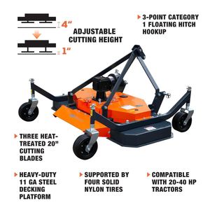 Tosaerba a 3 punti traino da 60 \ "per trattori compatti da 20 a 40 CV include Shaft-TMG-TFN60 di trasmissione PTO - Product Image 3