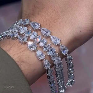 สร้อยข้อมือเพชรทรงลูกแพร์ Dvars Diamond VVS Moissanite เงินแท้ 925 ชุบทอง 18K ผ่านการทดสอบเพชร สไตล์ฮิปฮอป - Product Image 1