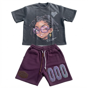 Conjunto de Camiseta Gráfica Oversize Personalizada Color Oliva y Pantalones Cortos de Forro Polar para Hombre, Ropa Urbana de Algodón Pesado para Verano, Fabricante - Product Image 2