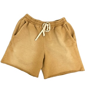 กางเกงขาสั้นวินเทจผ้าเฟรนช์เทอร์รี่สำหรับผู้ชาย สไตล์ไฮสตรีท สีซีดจาง ปักลาย พิมพ์ลายสกรีน ผ้าฝ้าย 100% - Product Image 1