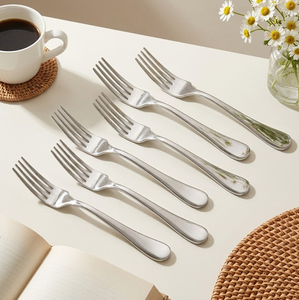 Ensemble de fourchettes en acier inoxydable, finition miroir argentée, design moderne, pour desserts et fruits, à prix réduit - Product Image 3