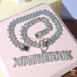 Luxury Moissanite Diamond " XMTHEBOOK " <b>Letter</b> Pendant With Cuban Chain Full Iced Out Hip Hop Necklace - Product Image 1