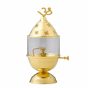Diya de Latón Akhand Jyoti con Tapa Grabada con Om, Lámpara de Aceite Tradicional India, Diya Decorativa de Latón para Puja, Aarti, Templo y Decoración del Hogar - Product Image 2