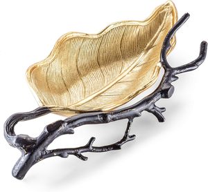 Corbeille à fruits en forme de feuille, corbeille à fruits de luxe, corbeille à fruits design, corbeille à fruits en métal, corbeille à fruits en forme de branche, corbeille à feuilles dorées - Product Image 1