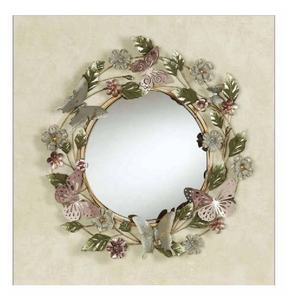 Espejo de pared de Metal redondo Floral de alta calidad, espejo de pared hecho a mano, marco de espejo decorativo moderno a precio mayorista - Product Image 4