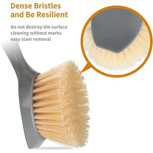 Set di 2 Spazzole per Piatti con Manico in Bambù e Raschietto Integrato per Pentole, Padelle e Pulizia del Lavello - Product Image 5