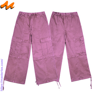 Pantalones Cargo Casuales de Verano para Mujer MASTER TEXTILE, Color Sólido, Pierna Ancha, Transpirables, Cintura Media, Hechos con Tela de 7.37 oz - Product Image 3