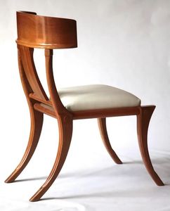 Luxury Handcrafted Solid Wood Dining Chair Elegant Curved <b>Backrest</b> Cream Leather Upholstered Seat - Product Image 3