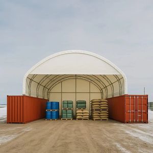 TMG DT4041CF 40FT X 40FT Tettoia Container a Doppia Tralicciatura con Copertura in PVC da 21 oz, Carport Resistente con Parete Terminale Chiusa e Frontale a Caduta Previ - Product Image 3