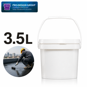 Seau à peinture en plastique de 3,5 L avec poignée et couvercle plat pour l'emballage de peintures et de revêtements, seau rond anti-fuite - Product Image 1