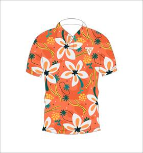 Men’s <b>Orange</b> Floral Print <b>Polo</b> Shirt Short Sleeve Casual Summer Fashion Golf Tee - Product Image 1