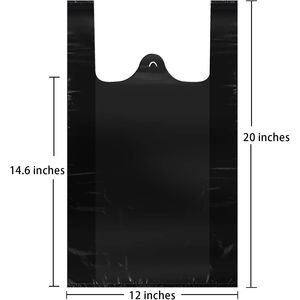 Sacchetti di Plastica Neri 12x20 Pollici con Manici, 100 Pezzi per Negozi, Supermercati e Shopping - Product Image 5
