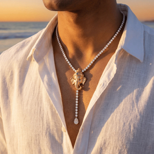 Luxury Ganesha Pendant Tennis <b>Necklace</b> for Men & Women Hindu God Elephant Head Drop <b>Necklace</b> Iced Out <b>Statement</b> Jewelry - Product Image 3