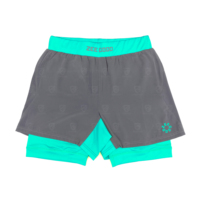 Shorts de combat BJJ MMA 2-en-1 avec impression personnalisée par sublimation, doublure de compression intégrée, grappling, Jiu-Jitsu brésilien, shorts No-Gi