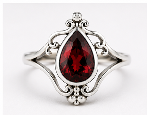 Red <b>Garnet</b> <b>Silver</b> <b>Ring</b> Red Gemstone Statement <b>Ring</b> Sterling <b>Silver</b> Teardrop <b>Ring</b> <b>Garnet</b> Jewelry - Product Image 1