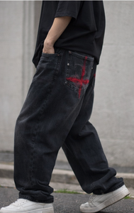 Vintage Black Straight Breathable Lightweight Cotton High Waist Streetwear Jeans Unisex All Season Formal - Product Image 3