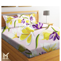 Ensemble de draps de lit en poly coton mélangé durable et facile à laver Style tissé simple dans toutes les tailles pour la collection et les invités du complexe