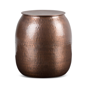 Mesa de Centro de Metal con Acabado en Bronce y Cobre, Mueble Decorativo de Hierro, Mesa de Centro Clásica con Almacenamiento y Acabado Martillado - Product Image 1