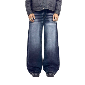 Pantalones Vaqueros Anchos de Pierna Recta al por Mayor, Estilo Urbano, de Moda, Oversize, Personalizados para Hombre - Product Image 4