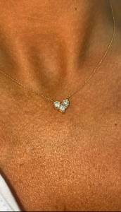 Collar de Plata 925 con Colgante de Moissanita Blanca Redonda y Corte Princesa en Forma de Corazón para Parejas, Joyería Fina - Product Image 2