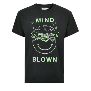 T-shirt à manches courtes pour homme avec impression lumineuse Mind Blown, col rond, jersey décontracté en coton, design de logo sur le devant - Product Image 5