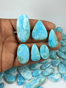 Larimar bleu naturel, cabochon de pierre précieuse en vrac, qualité supérieure, tailles personnalisables, lot en gros, formes variées pour la bijouterie - Product Image 5